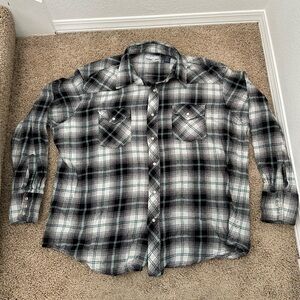 Wrangler Flannel Button Up Shirt Women's XXL Long Sleeve Plaid